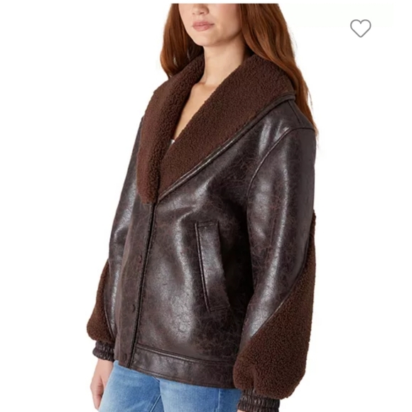 New! Blank NYC SWEET TALKER JACKET Sherpa Trim Color Sweet Talk Brown - Picture 3 of 5